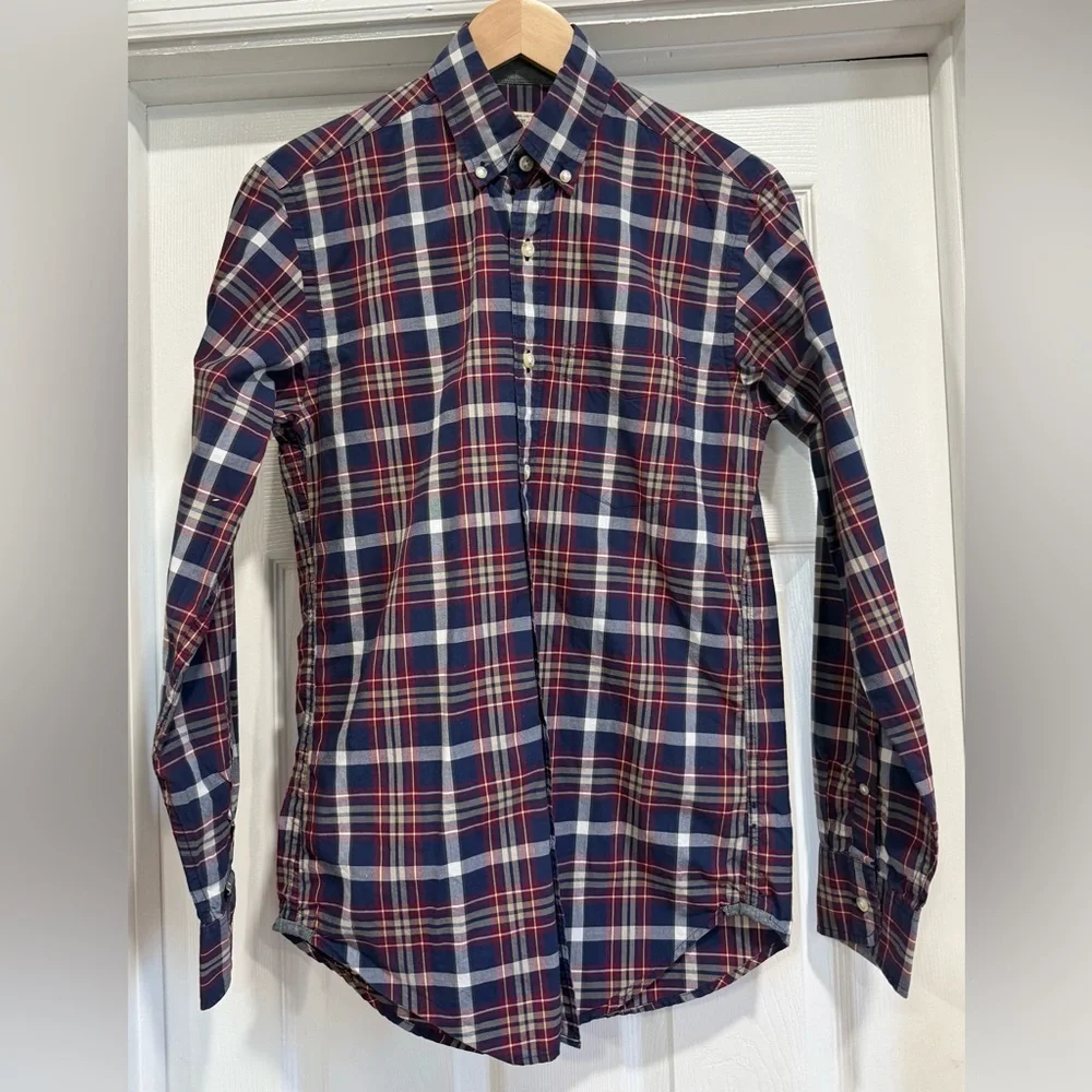 J. Crew Navy and Red Checkered Shirt